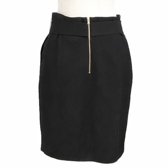 SANDRO BLACK WOOL BLEND FRONT OVERSIZED BOW FORMAL PENCIL SKIRT - M - Picture 4 of 8